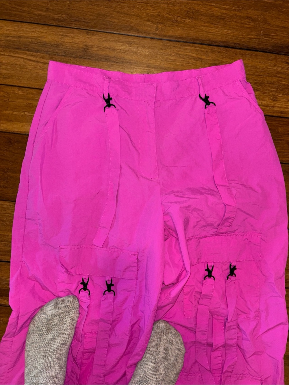 Wide Leg Cargo Pants in Hot Pink - Picture 3 of 4